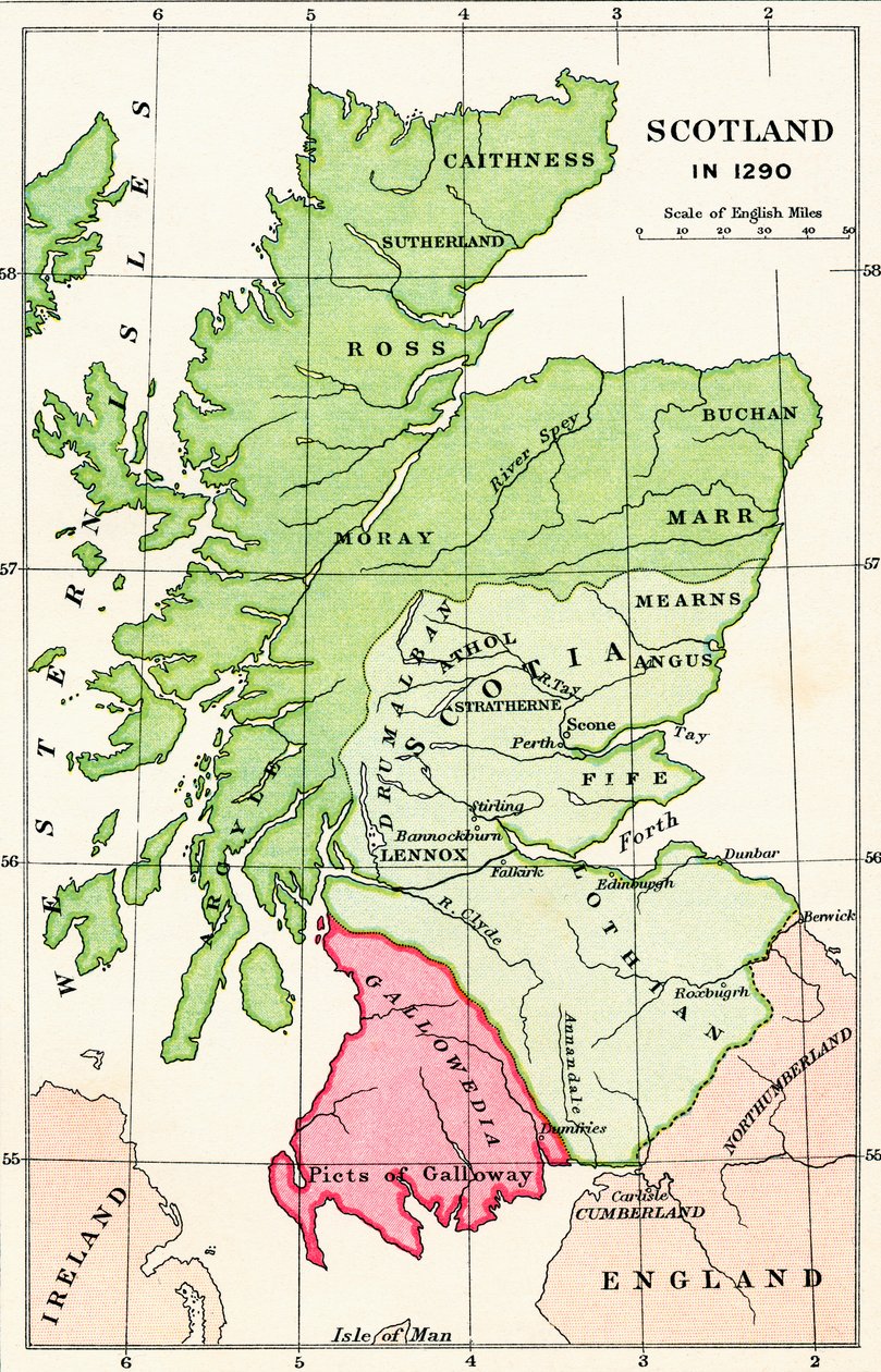 Mapa de Escocia en 1290, de 