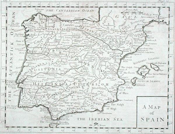 Mapa de España y Portugal, finales del siglo XVIII de English School