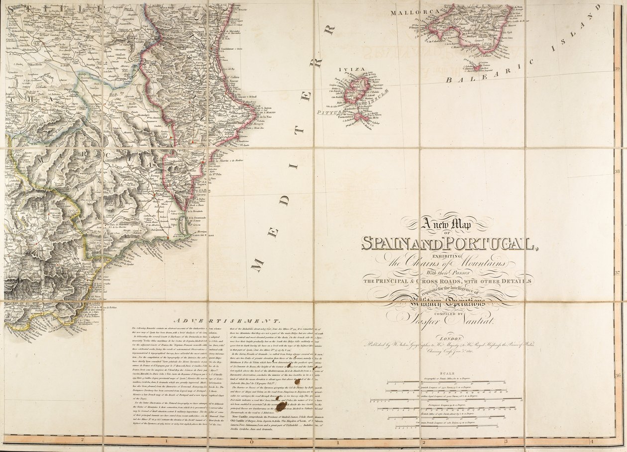 Mapa de España que se dice fue usado por el Duque de Wellington de English School