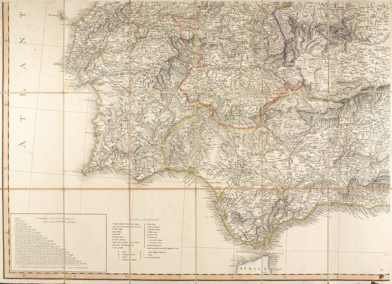 Mapa de España que se dice fue usado por el Duque de Wellington de English School