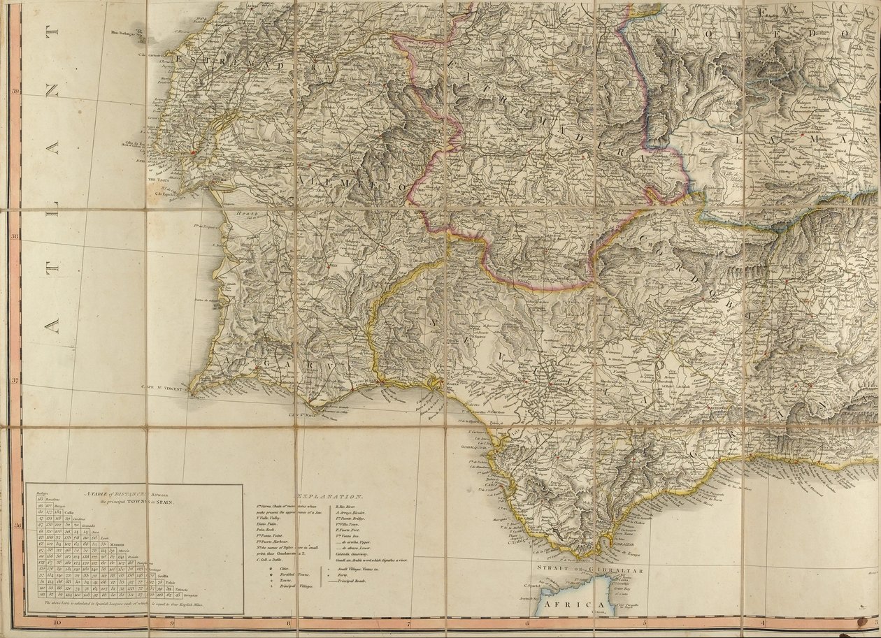 Mapa de España que se dice fue utilizado por el Duque de Wellington de English School