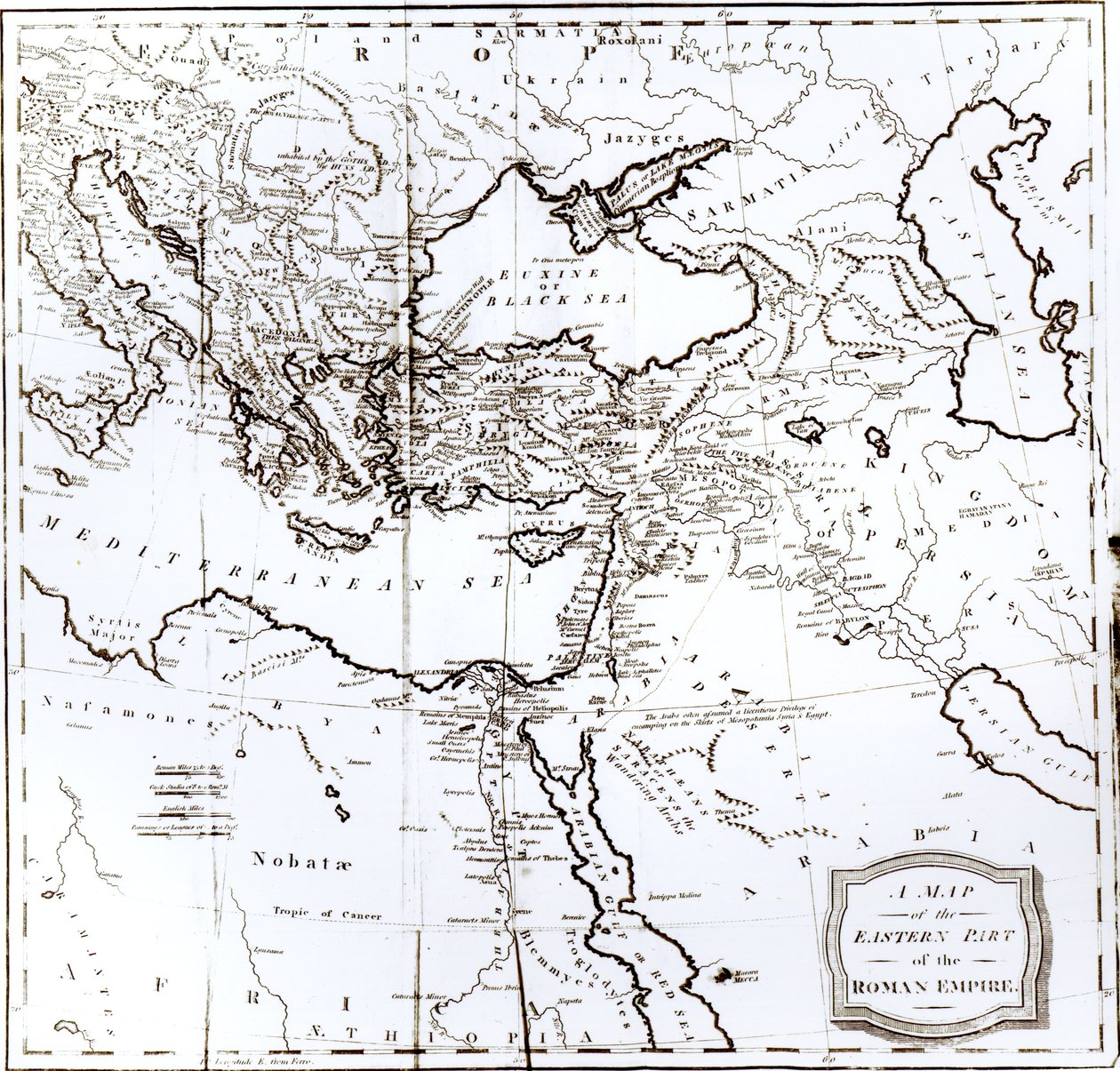 Mapa de la parte oriental del Imperio Romano, de 
