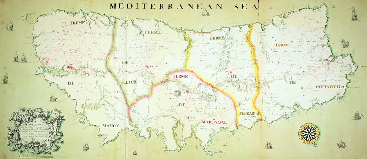 Mapa de la Isla de Menorca, c.1740 de English School
