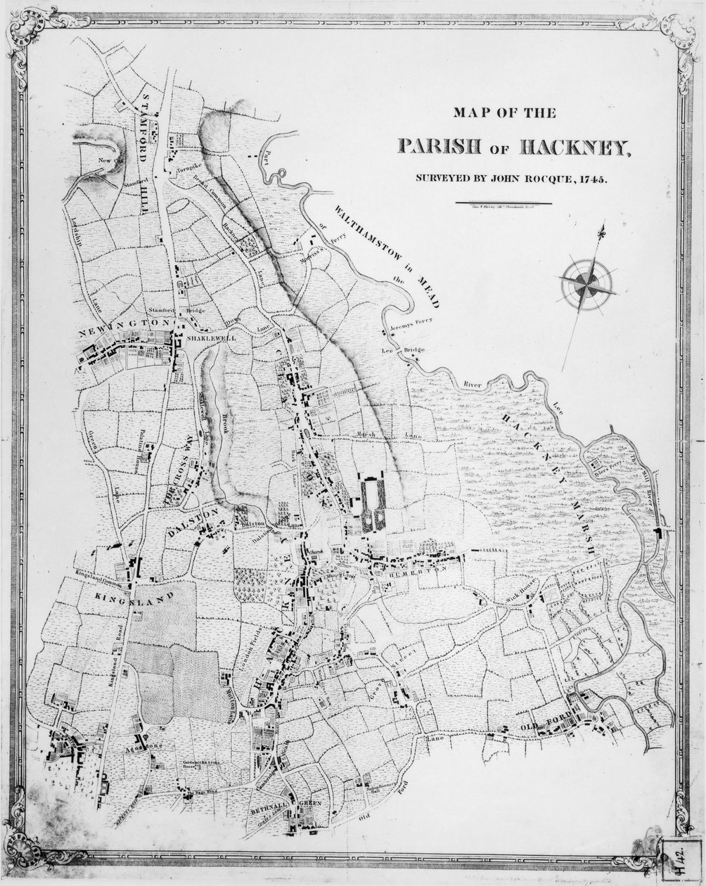 Mapa de la Parroquia de Hackney, levantado por John Rocque (c.1709-1762) 1745 de English School