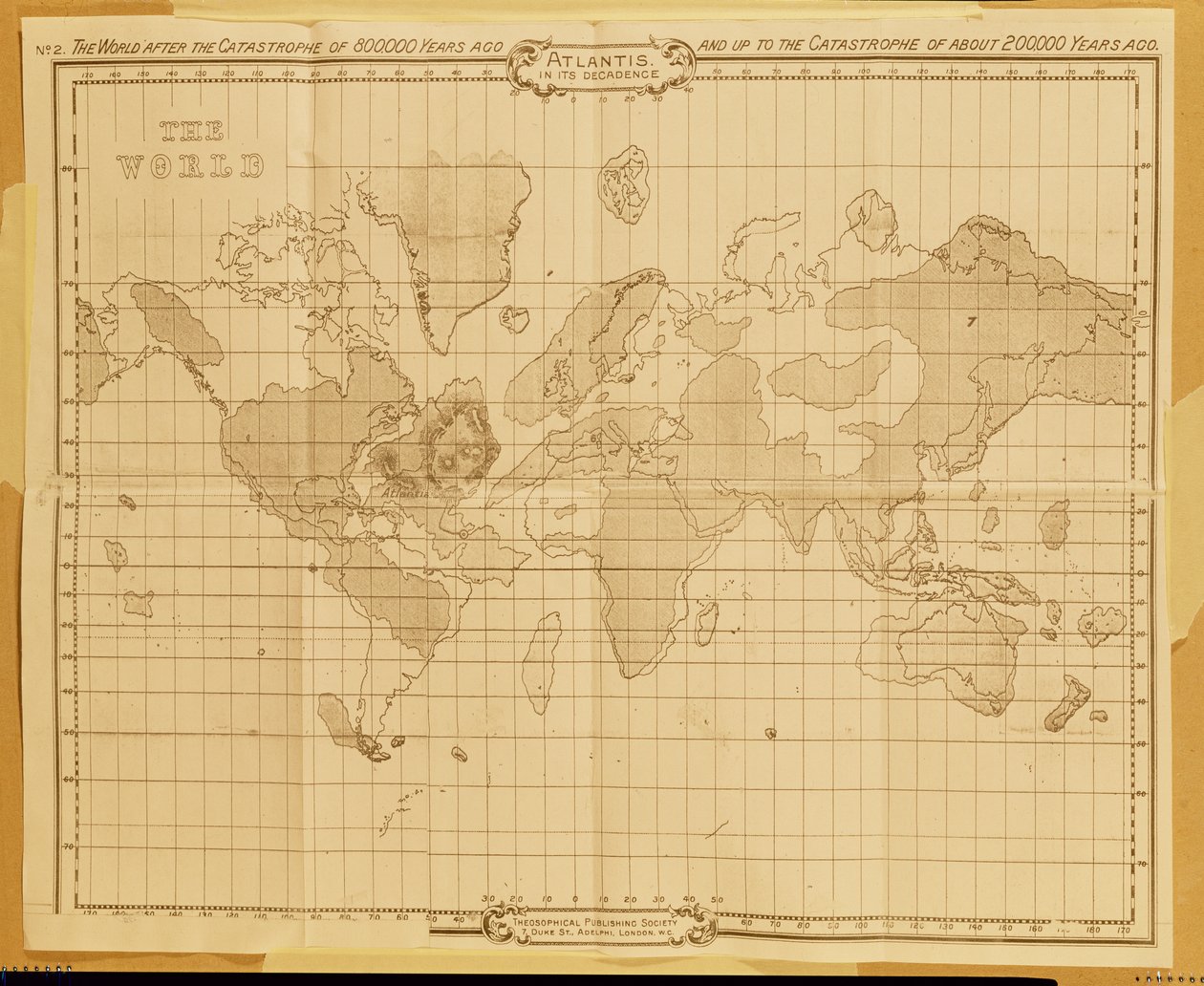 Mapa del mundo, 'Atlántida en su decadencia', publicado por ...