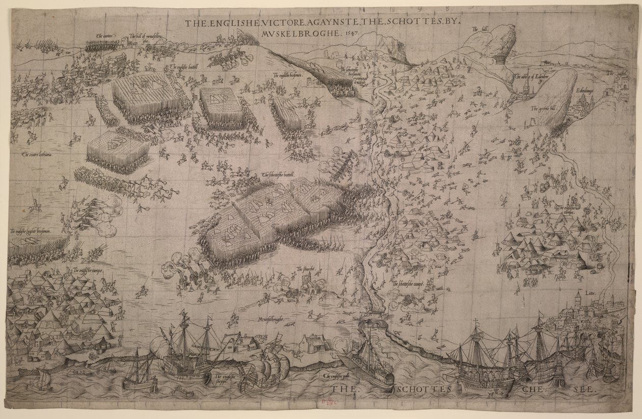 Maps.C.C.5.a.409 La Batalla de Pinkie, c.1547-48 (grabado) de English School