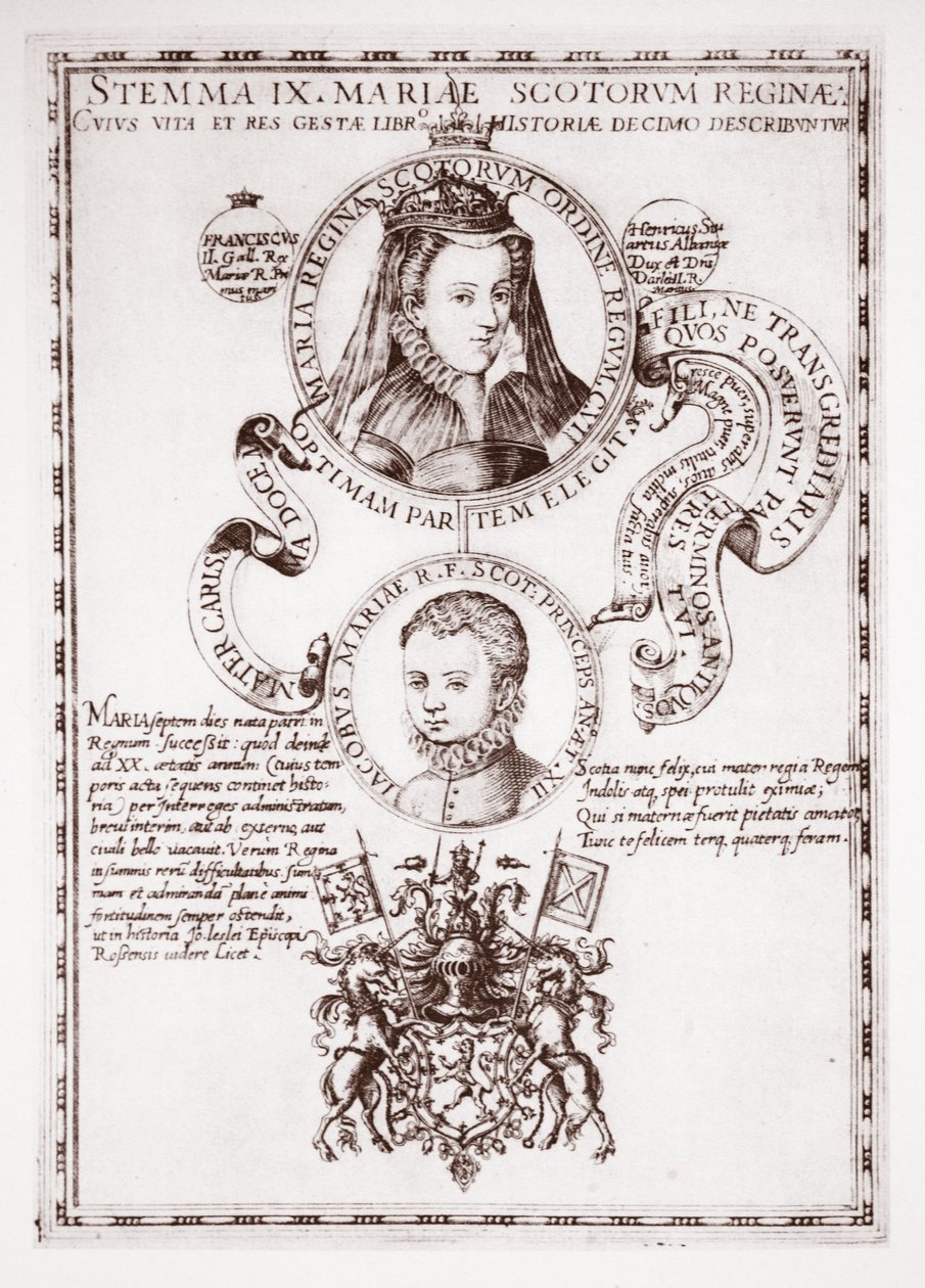 María, Reina de Escocia y su hijo, el Rey Jacobo de English School
