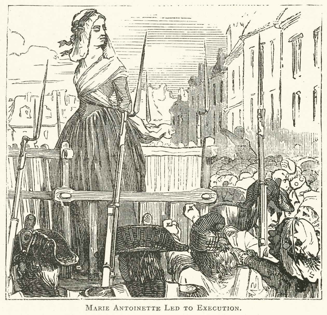 María Antonieta llevada a la ejecución (grabado) de English School