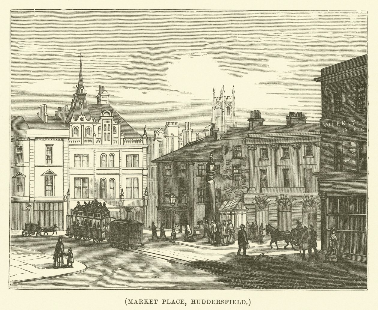 Market place, Huddersfield (grabado) de English School