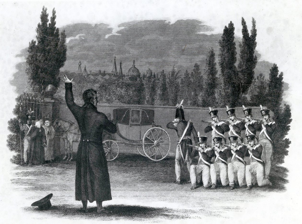 El mariscal Ney se disparó dando la orden, publicado por Thomas Kelly, 1816 de English School