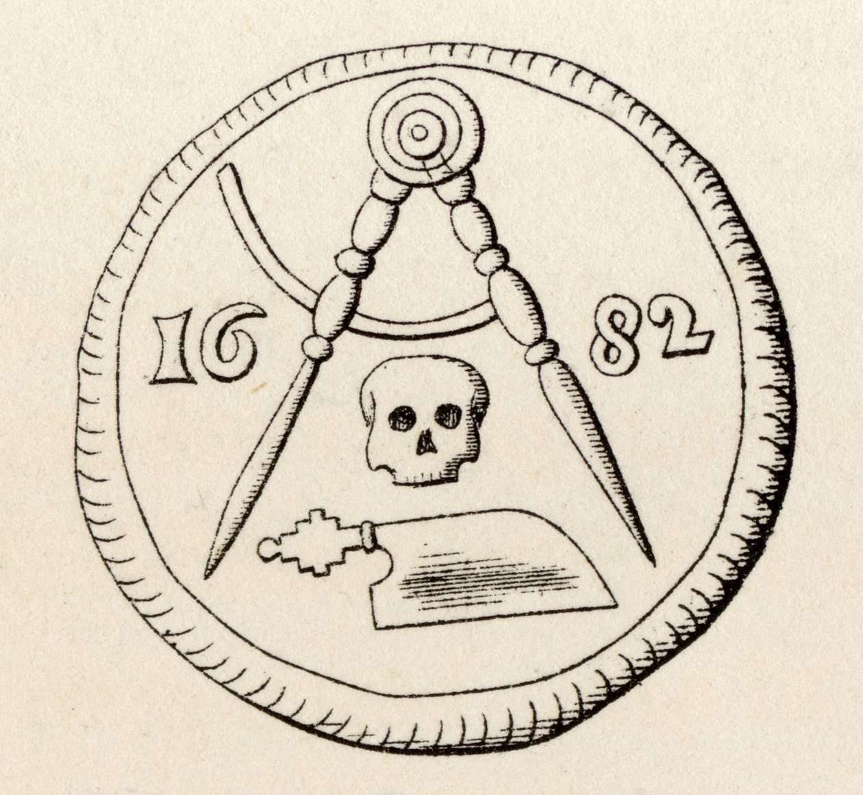 Sello masónico de los carpinteros de Maestricht, fechado en 1682, de 