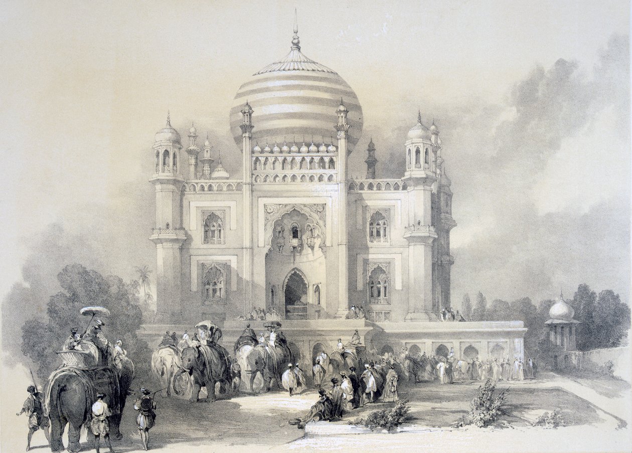 Mausoleo de Jufhir Junge, Delhi, de The Oriental Portfolio: Picturesque Illustrations of the Scenery and Architecture of India por Horace H. Wilson, publicado en 1841 de English School