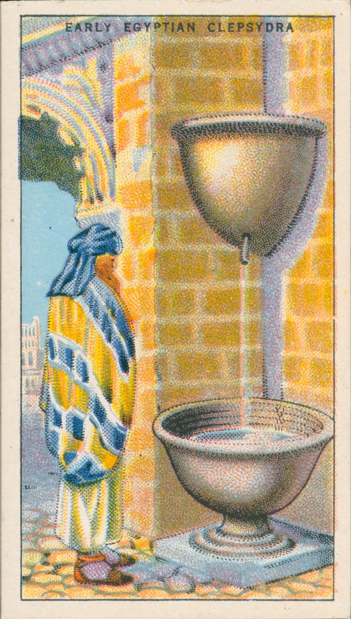 Medición del tiempo: Clepsidra (litografía en color) de English School