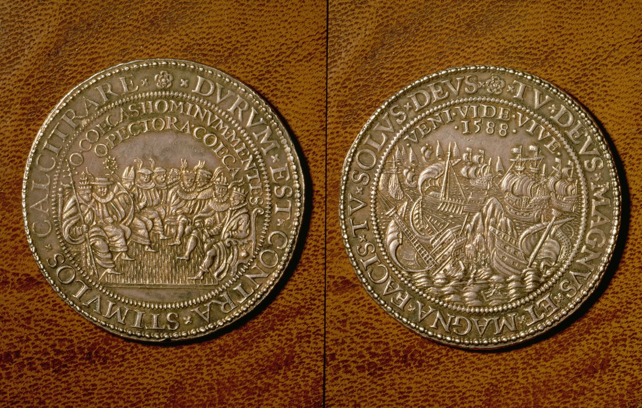 Medalla conmemorativa de la Derrota de la Armada Española, 1588 (plata) de English School
