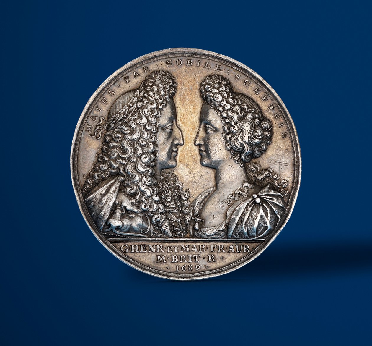 Medalla conmemorativa de la coronación de William y Mary, 1689 (anverso) de English School