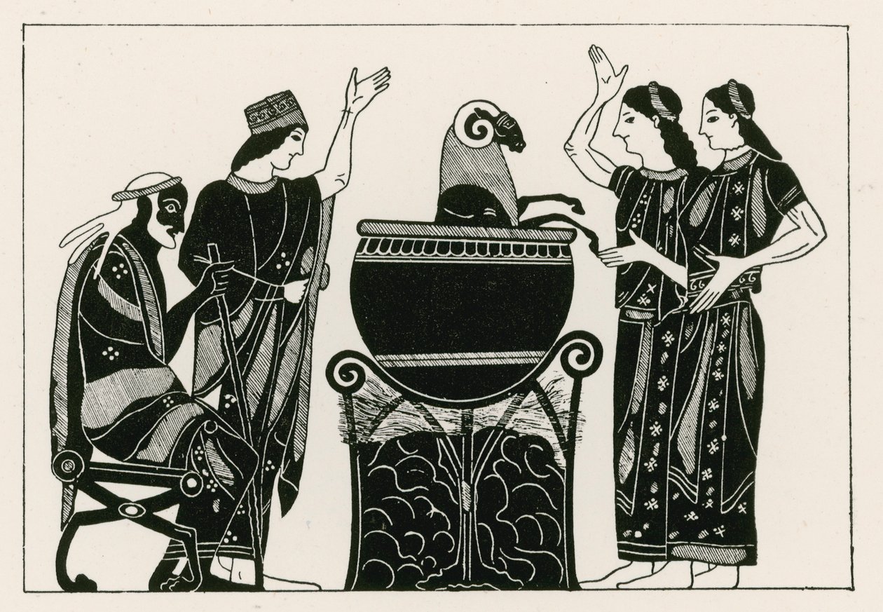 Medea hirviendo al carnero (grabado) de English School