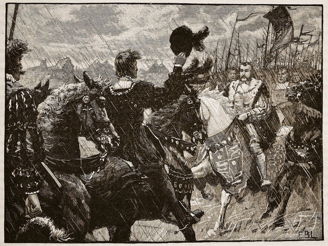 Encuentro de Enrique y el Emperador Maximiliano, ilustración de Cassells Illustrated History of England de English School