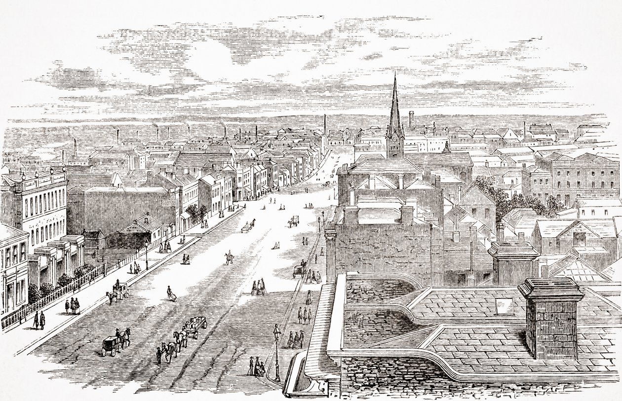 Melbourne, Australia, de The Gallery of Geography por Rev. Thomas Milner, publicado c.1880 de English School