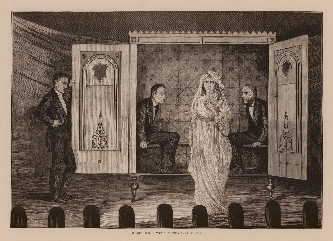 Messrs, Maskelyne and Cookes Dark Seance (grabado) de English School