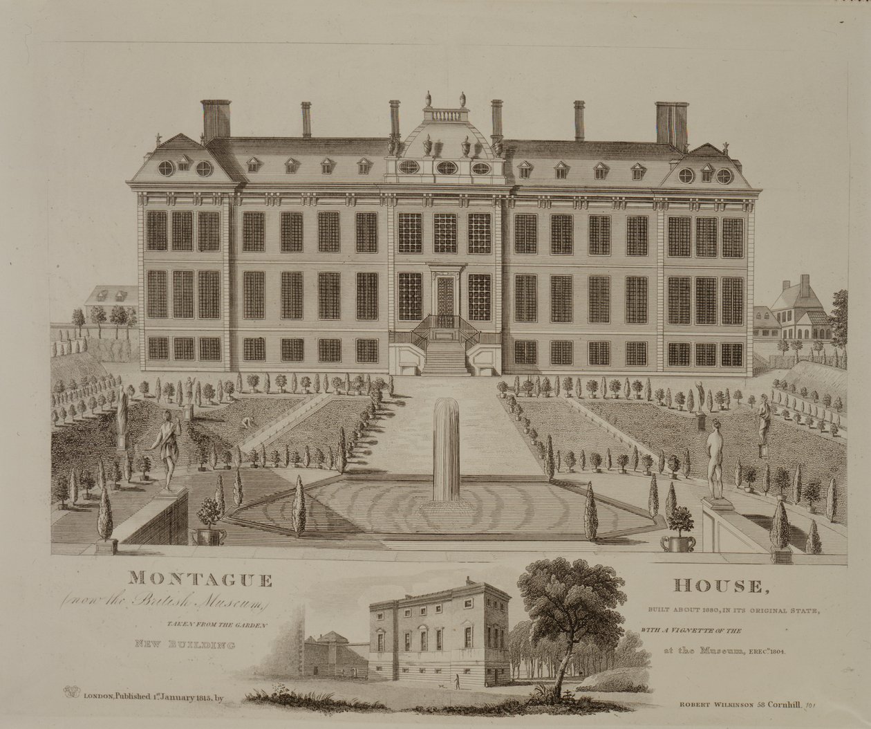 Montague House, ahora el Museo Británico, 1813 de English School
