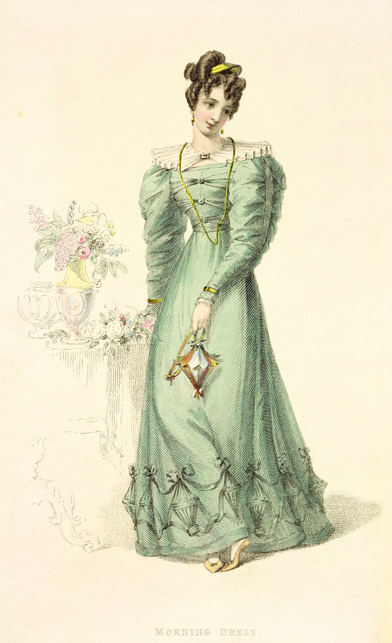 Vestido de Mañana, lámina de moda de Ackermanns Repository of Arts de English School