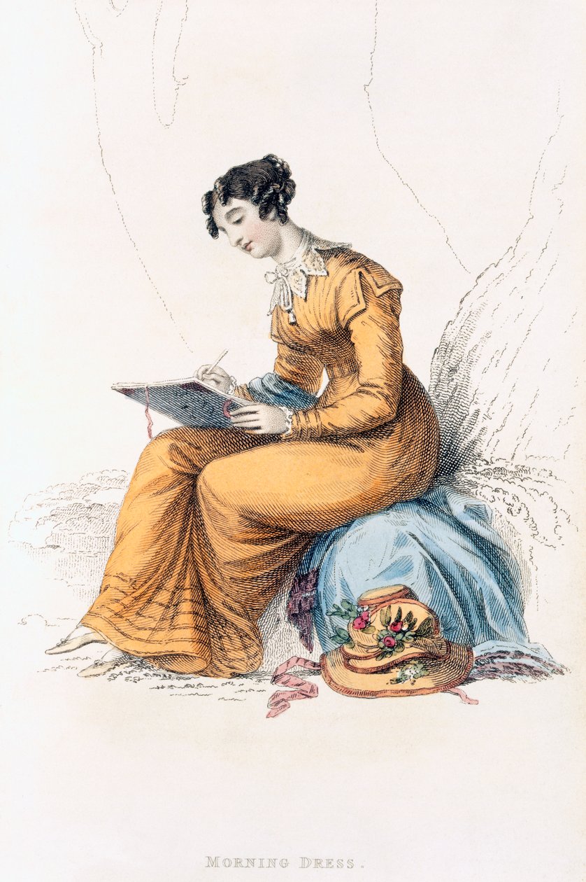 Vestido de mañana, lámina de moda de Ackermanns Repository of Arts de English School