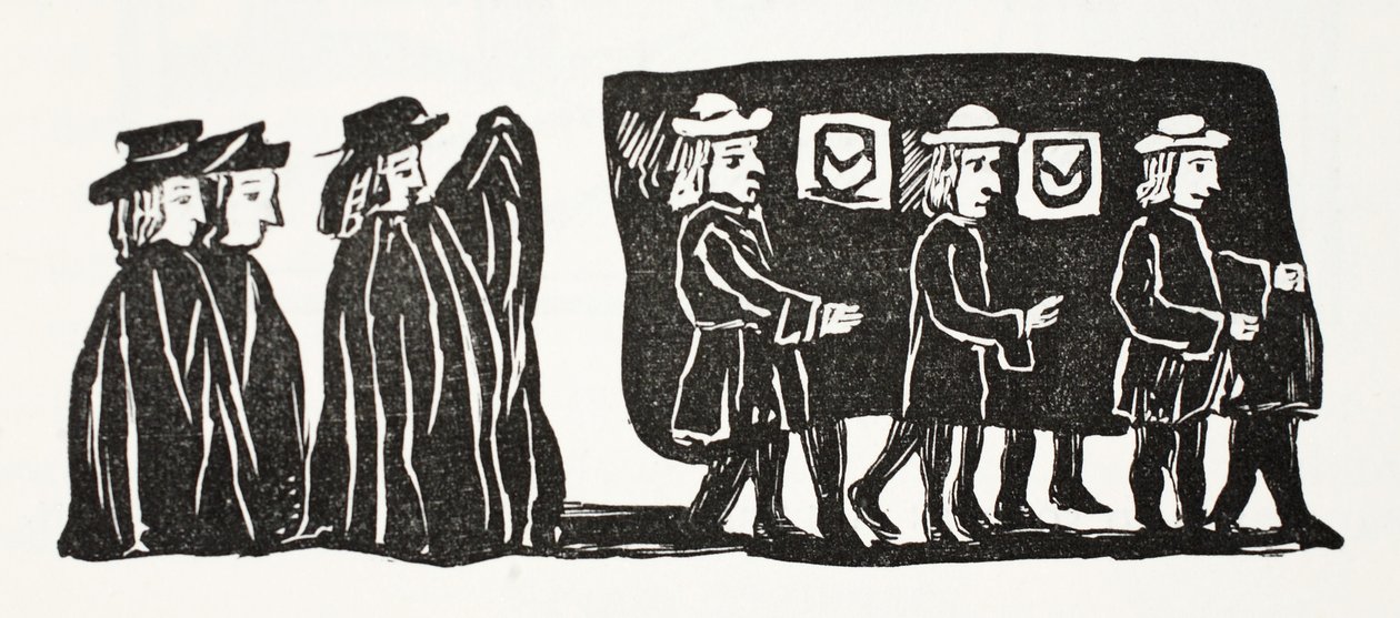 El funeral de Madre Bunch, ilustración de Chap-books del Siglo XVIII de John Ashton, pub. 1882 de English School
