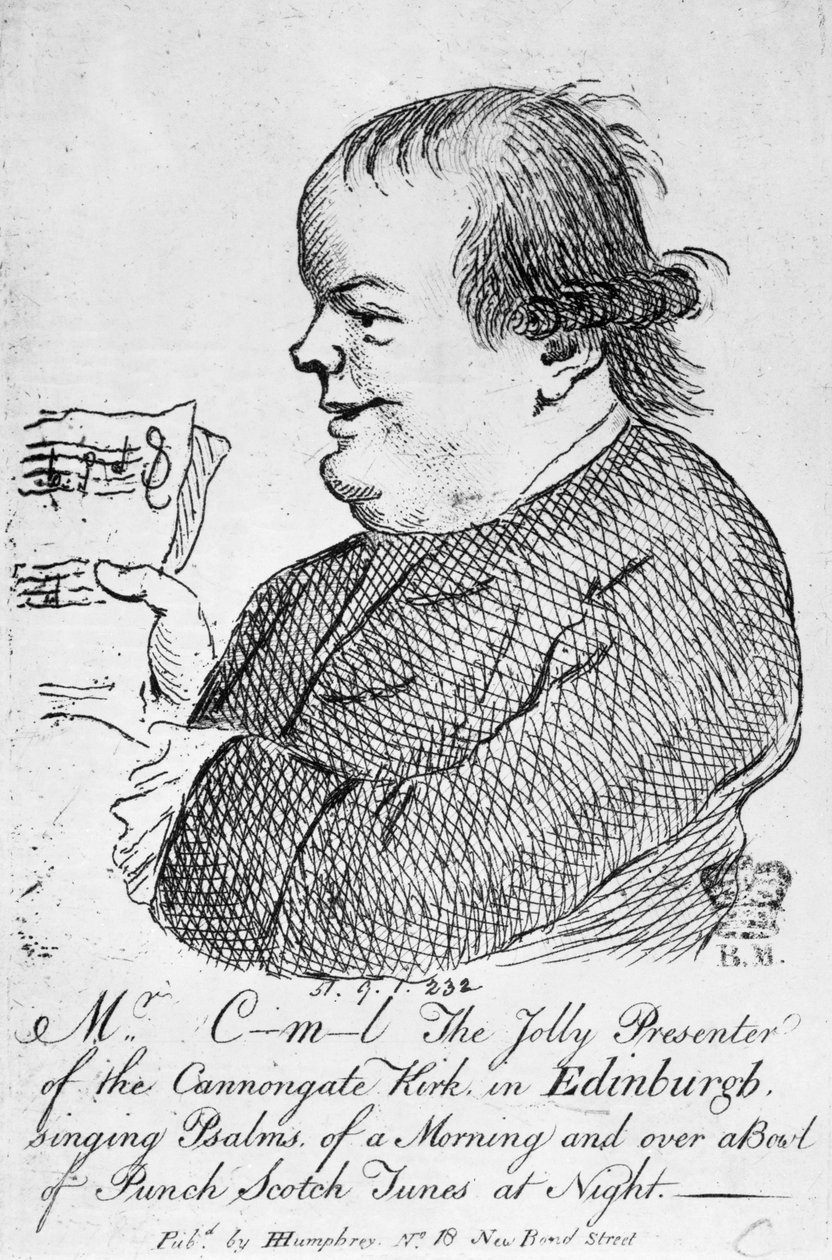 El Sr. C-m-l el alegre presentador de la Canongate Kirk en Edimburgo, c.1781 (grabado) de English School