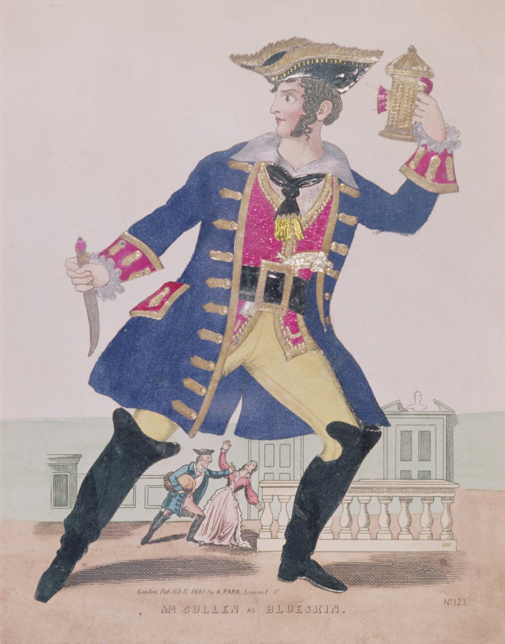 Sr. Cullen en el papel de Blueskin (Barba Azul), pub. 1810 de English School