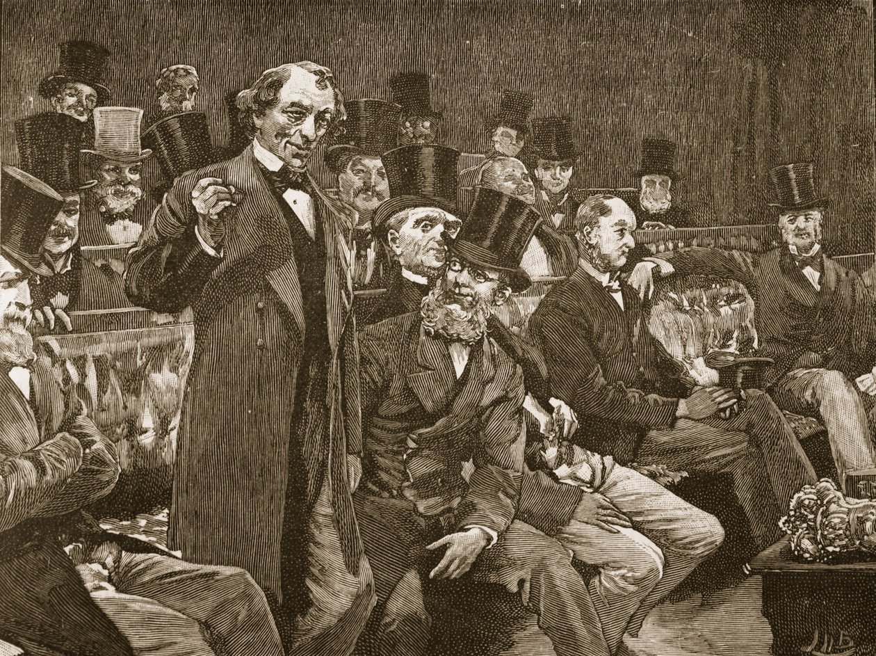 El Sr. Disraeli contando a la Cámara de los Comunes su historia sobre el "champán seco". de English School