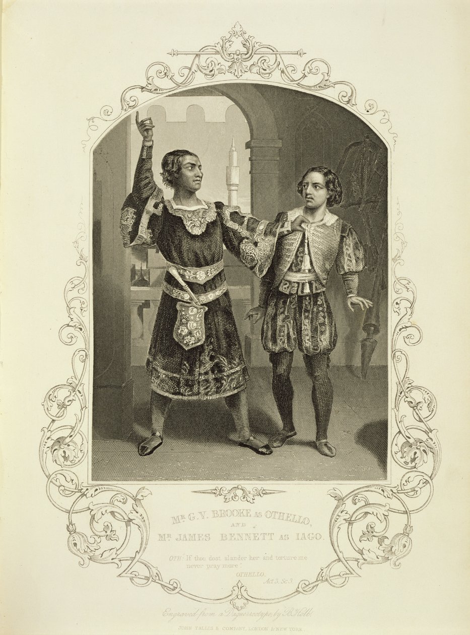El Sr. G. V. Brooke como Otelo y James Bennett como Iago, Acto III Escena 3, en Otelo de William Shakespeare (1564-1616) de English School