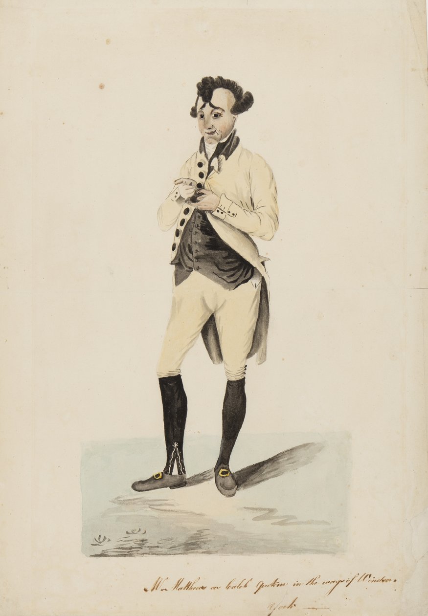 Sr. Matthews como Caleb Quotem en los Wags de Windsor, York, c.1820 de English School