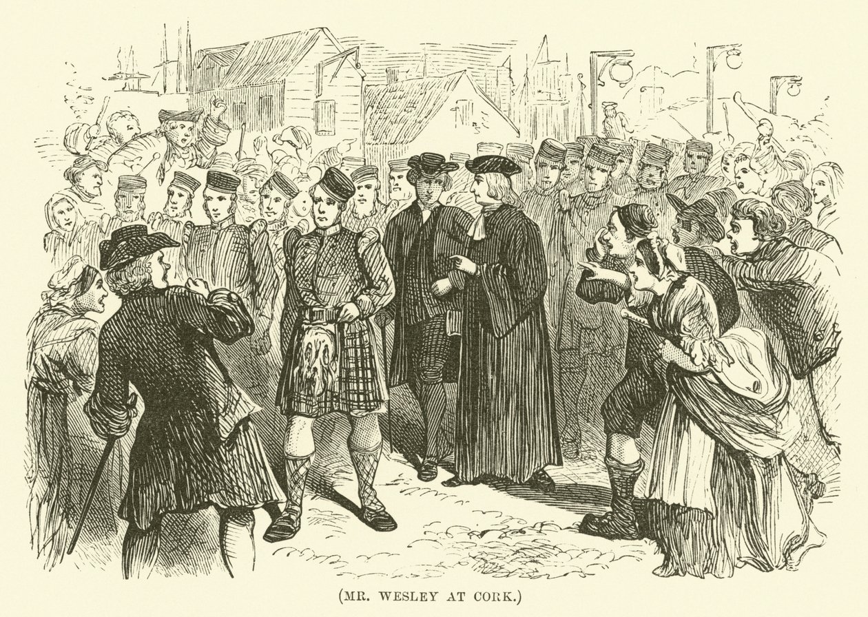 El Sr. Wesley en Cork (grabado) de English School