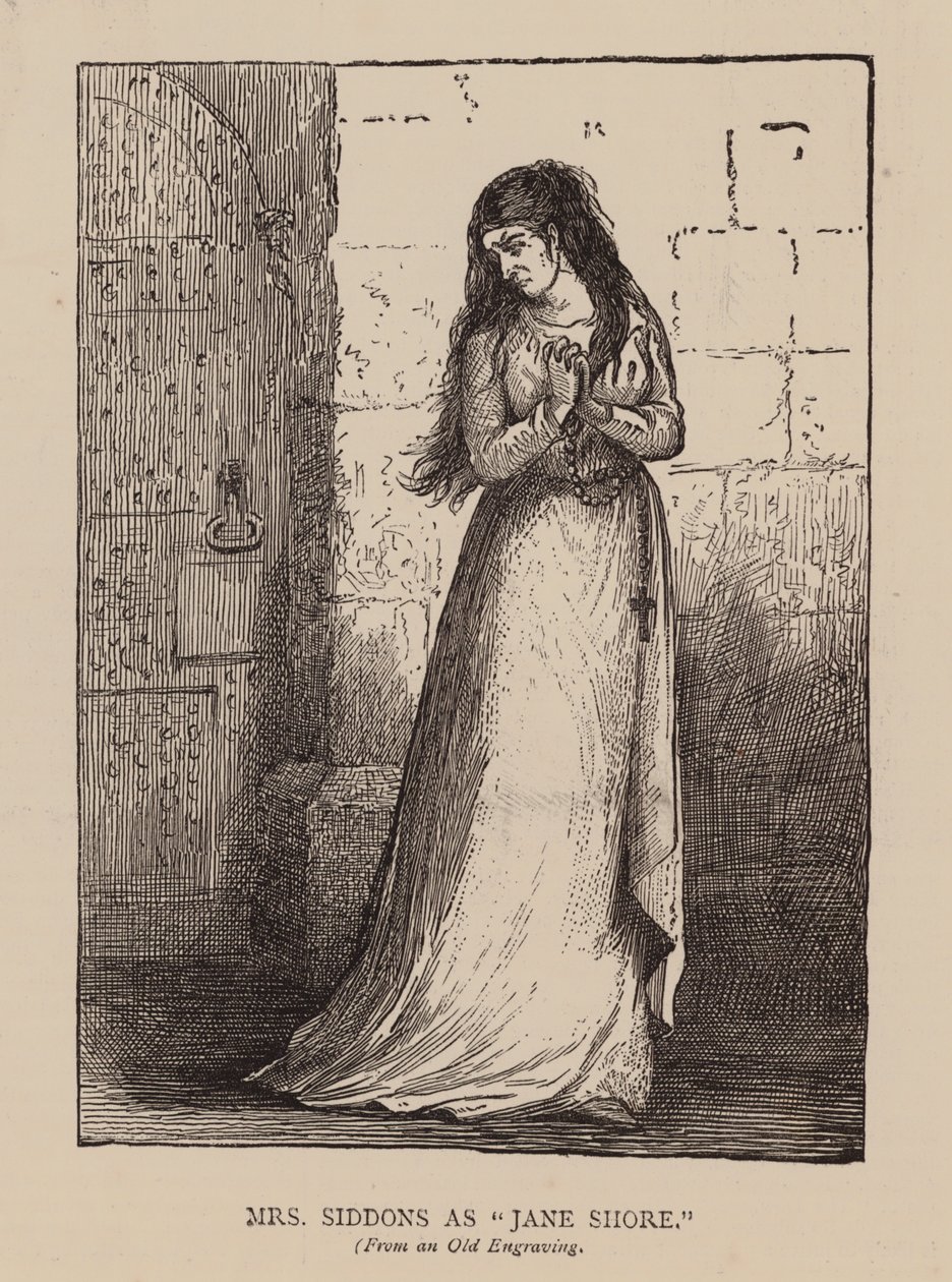 La Sra. Siddons como "Jane Shore" (grabado) de English School