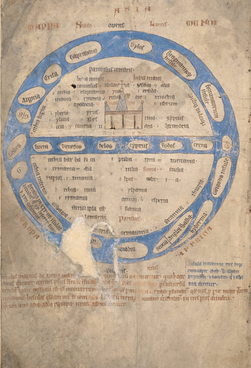 Mappa Mundi, de un Bestiario, c.1200-30 de English School