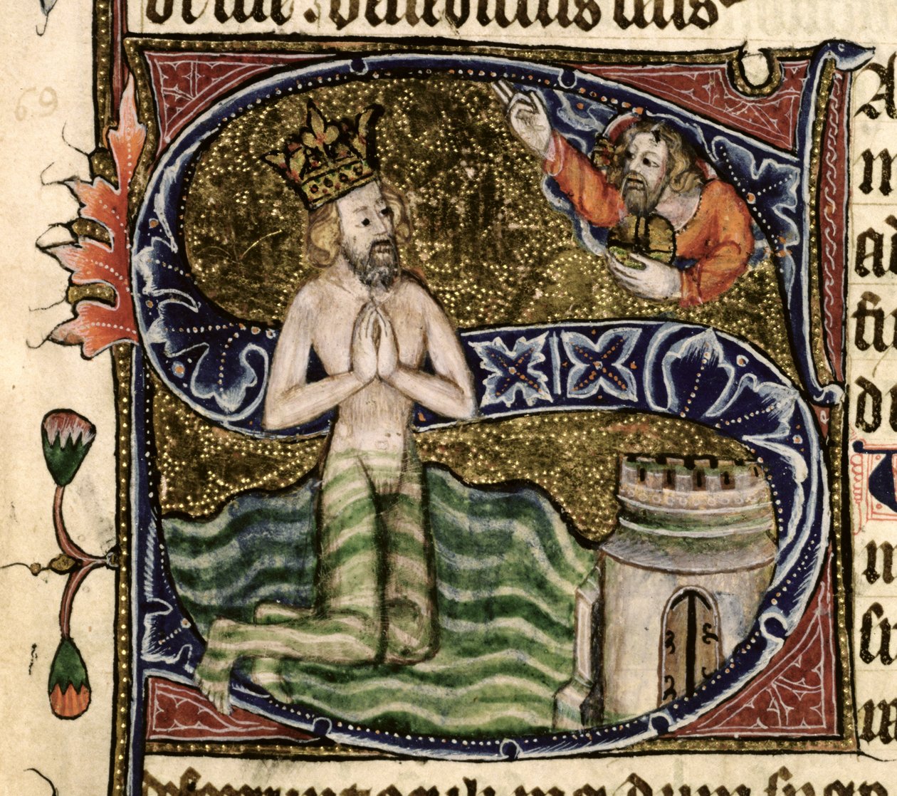 Salmo 68, David ahogándose, del Salterio de la Abadía de Ramsey, c.1380 de English School