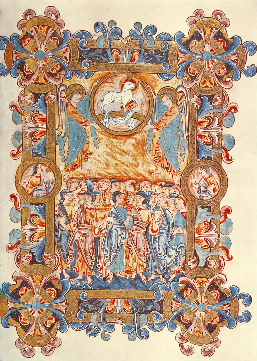 La multitud adorando al Cordero, del Misal de Robert de Jumièges, c.1016 de English School