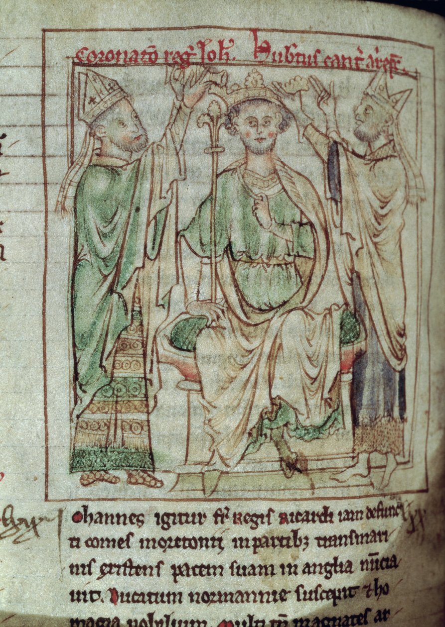 Ms 6712 (A.6.89) fol.144v Rey Juan (1167-1216), miniatura de Flores Historiarum, por Matthew Paris, 1250-52 de English School