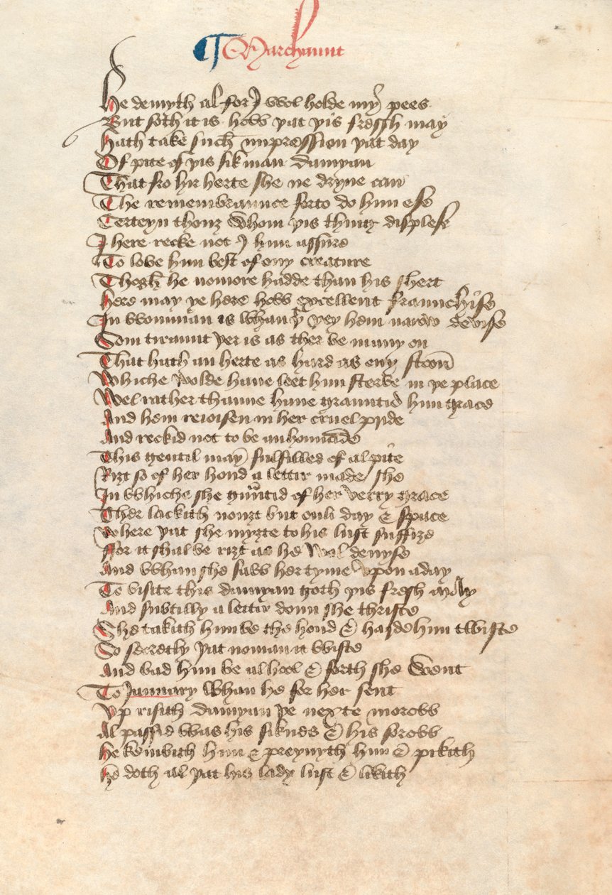 Ms. New Coll 314, f90v, Los cuentos de Canterbury por Geoffrey Chaucer de English School