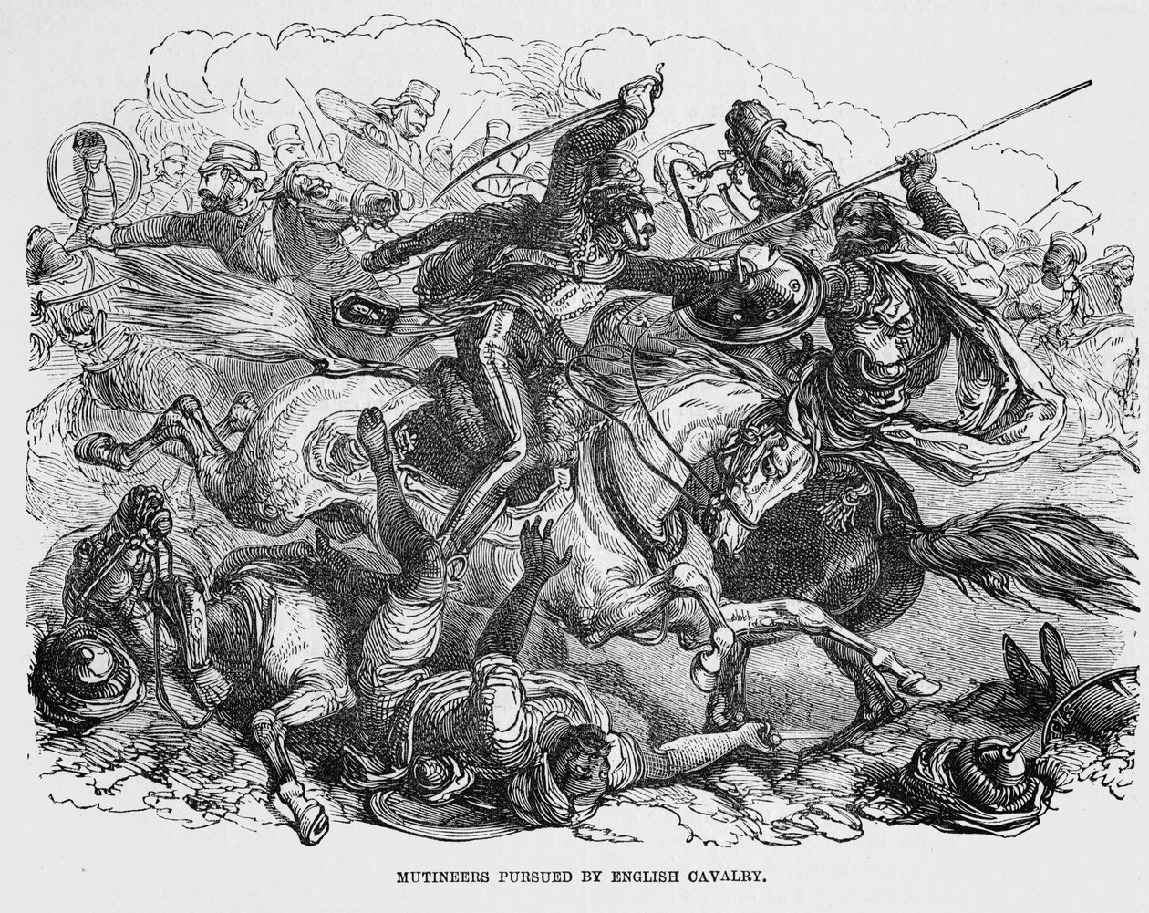 Amotinados perseguidos por la caballería inglesa de English School