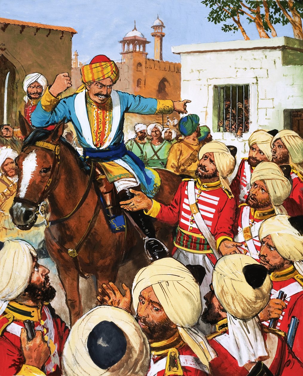 Los guardias de Nana Sahib se niegan a fusilar a los prisioneros del Motín Indio de English School