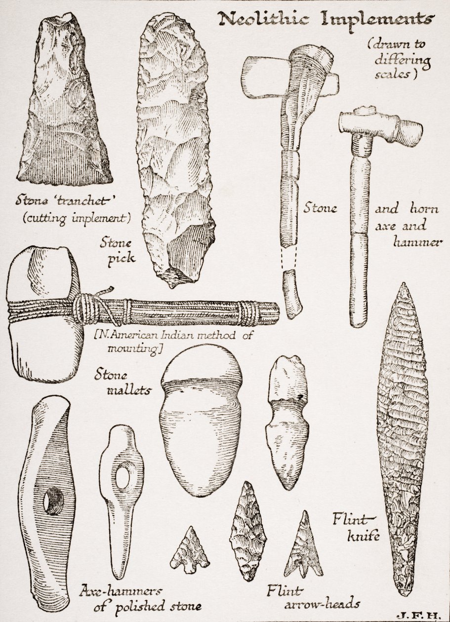 Instrumentos neolíticos, ilustración de 