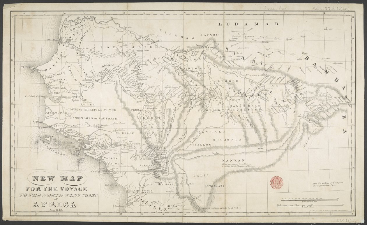 Nuevo mapa para el viaje a la costa noroeste de África, Anno, dibujado e impreso por Dean & Munday de English School