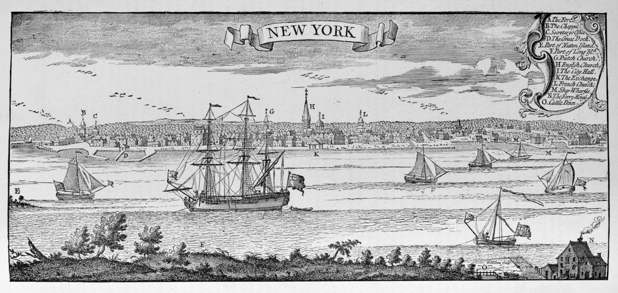 Nueva York en 1732, ilustración del Volumen V de 