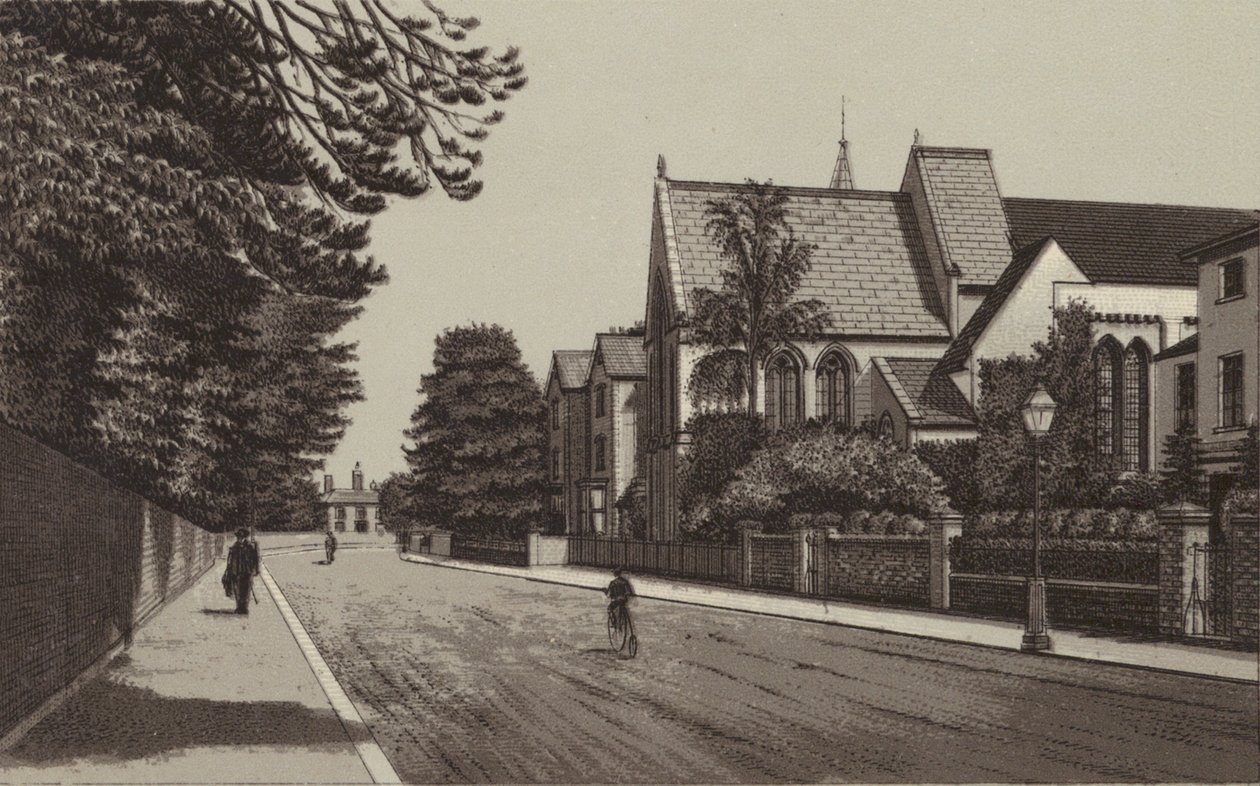 Newbury: Iglesia de Santa María, London Road (litografía) de English School