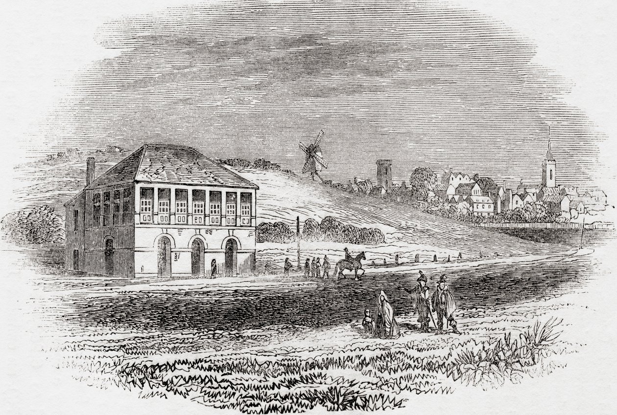 Newmarket Racecourse, Newmarket, Inglaterra en tiempos de Carlos I, de Old England: A Pictorial Museum, pub. 1847 de English School