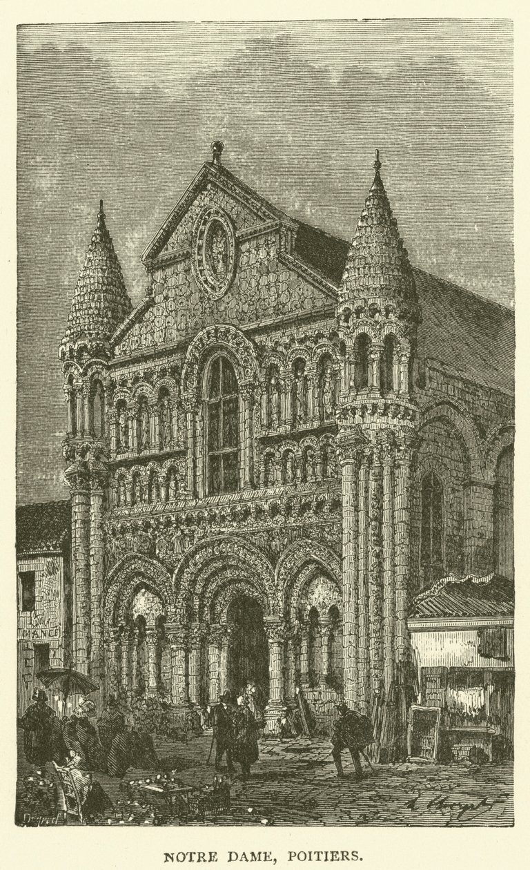 Notre Dame, Poitiers (grabado) de English School