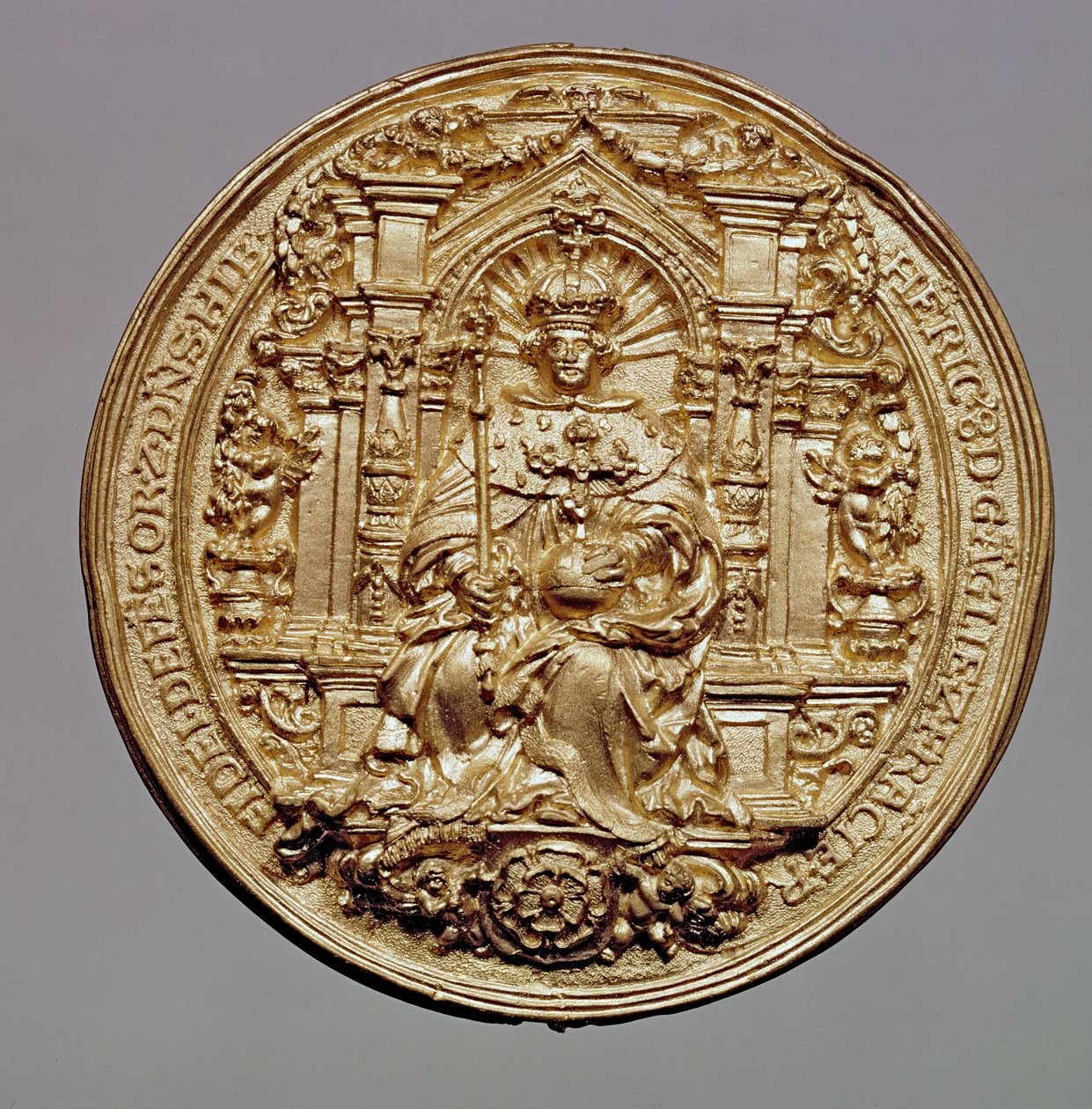 Anverso del sello de Enrique VIII (1491-1547) de English School