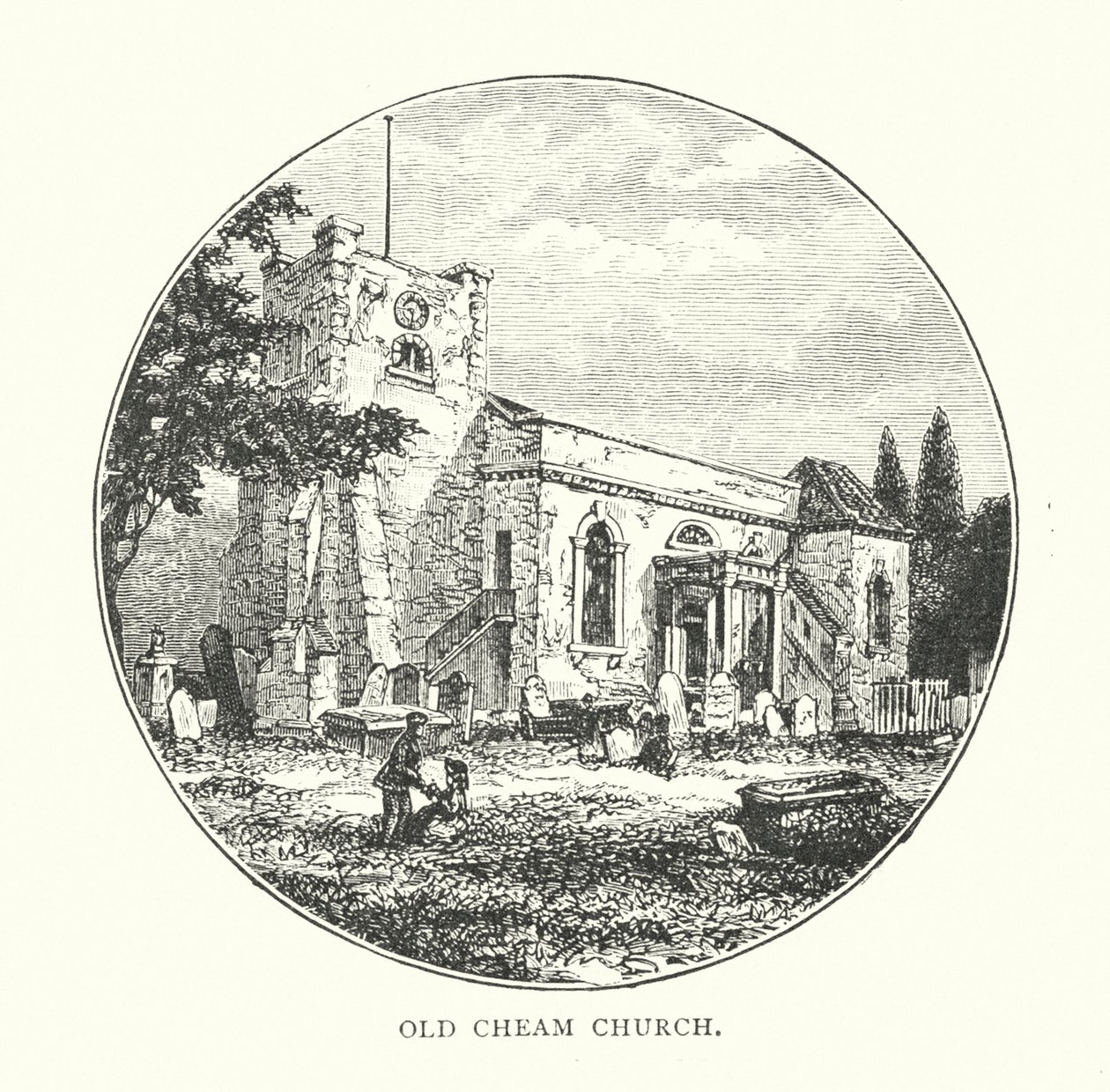 Old Cheam Church (grabado) de English School