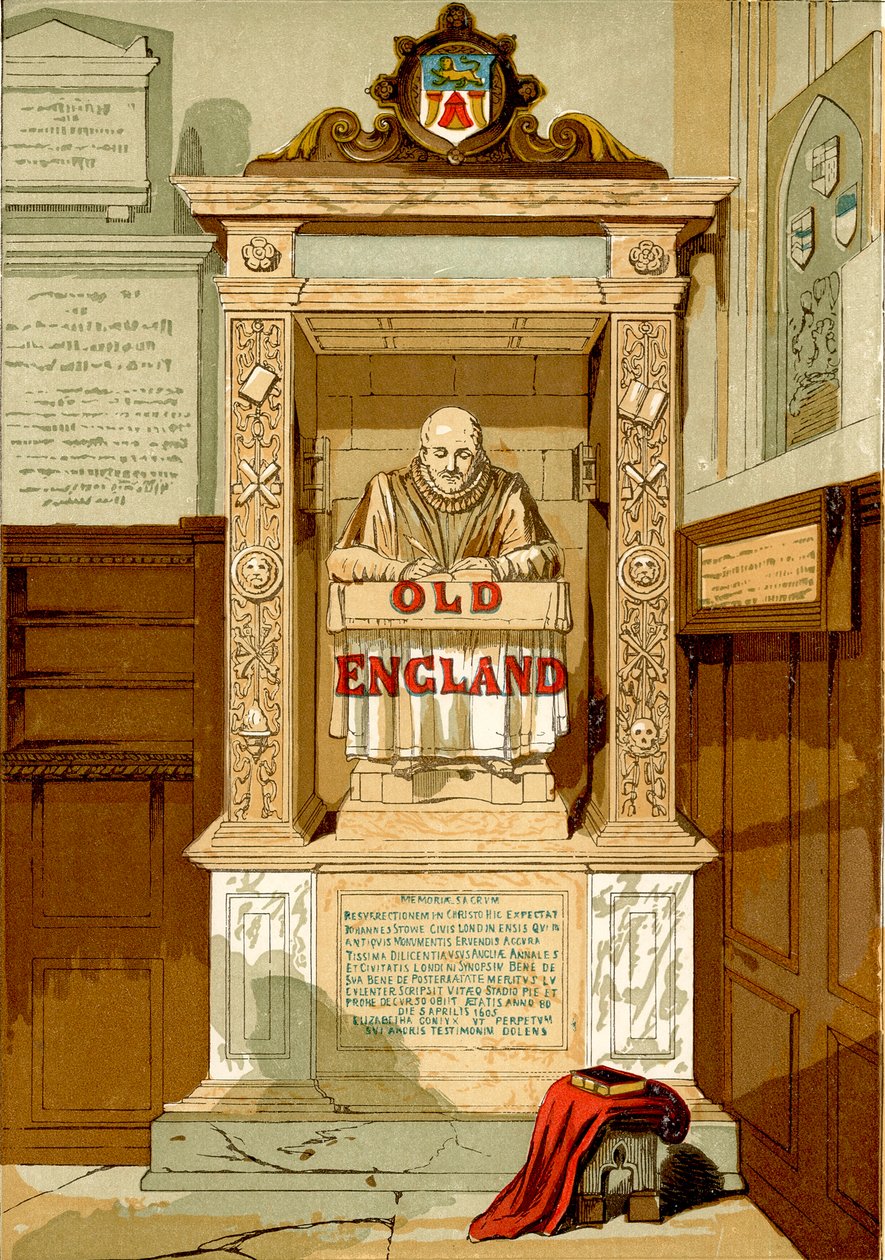 Vieja Inglaterra (grabado coloreado) de English School